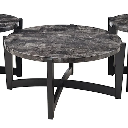 Contemporary Cocktail Table with Faux Marble Top